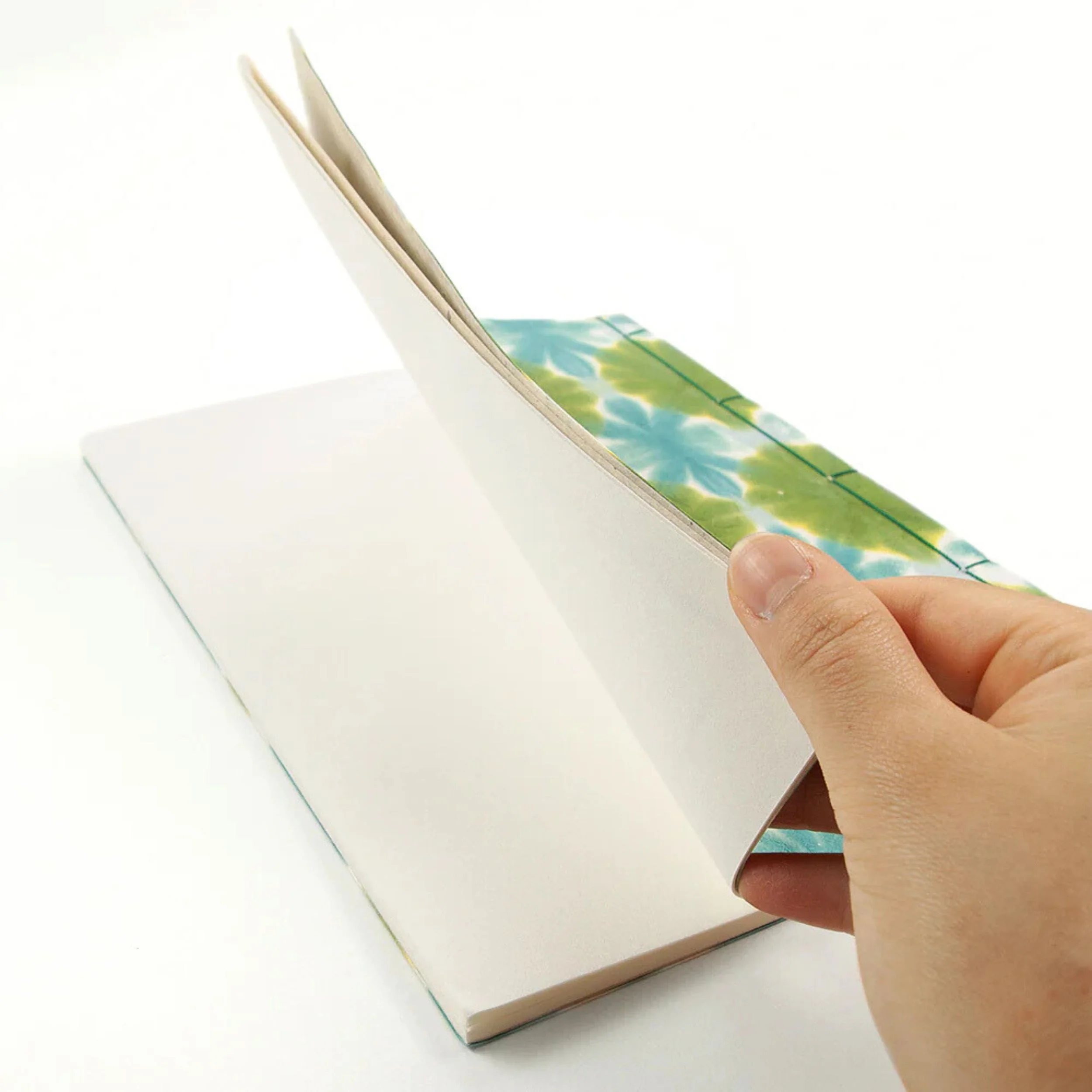 Hand-dyed Washi Guest Book - Snowflake Dye Green - Image 3