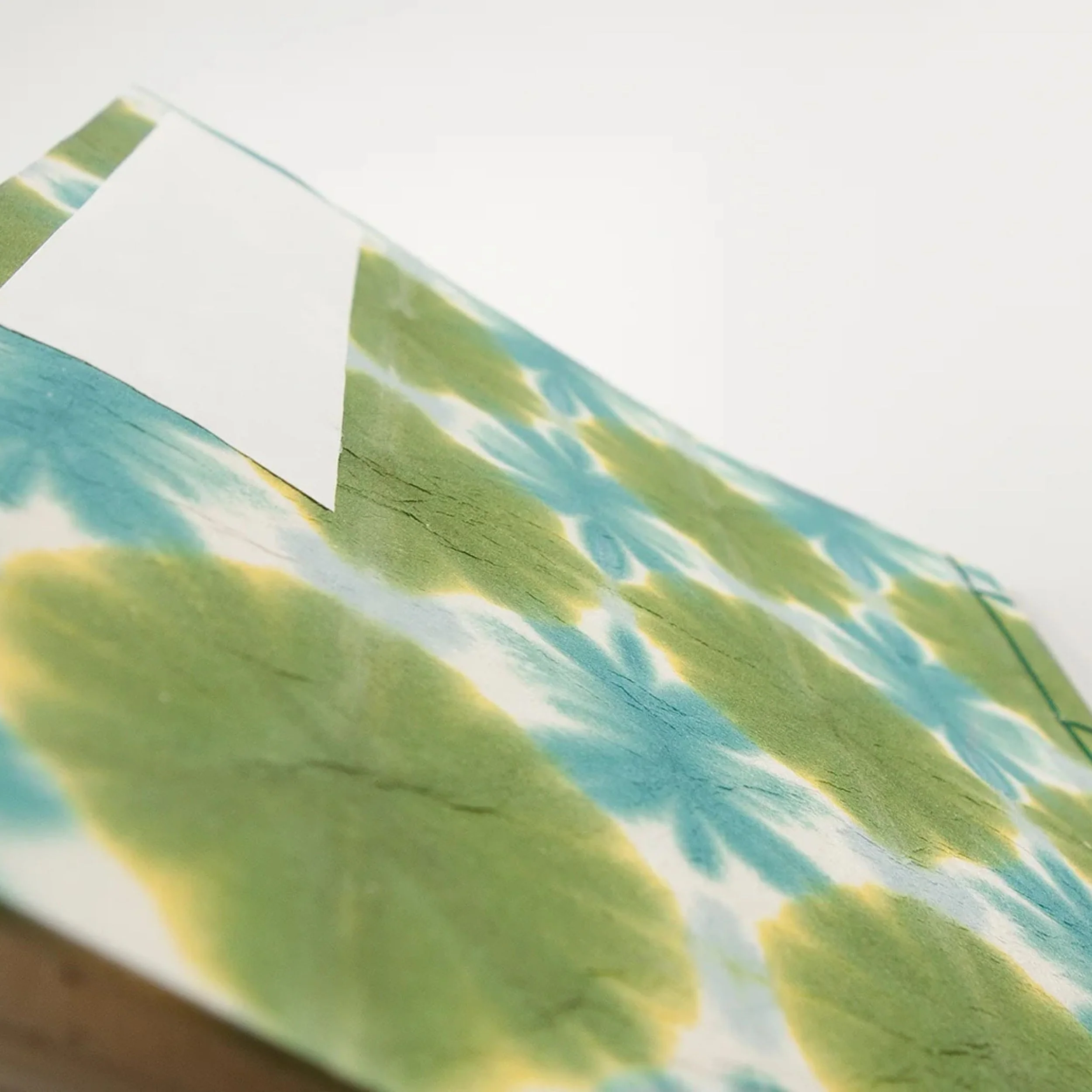 Hand-dyed Washi Guest Book - Snowflake Dye Green - Image 4