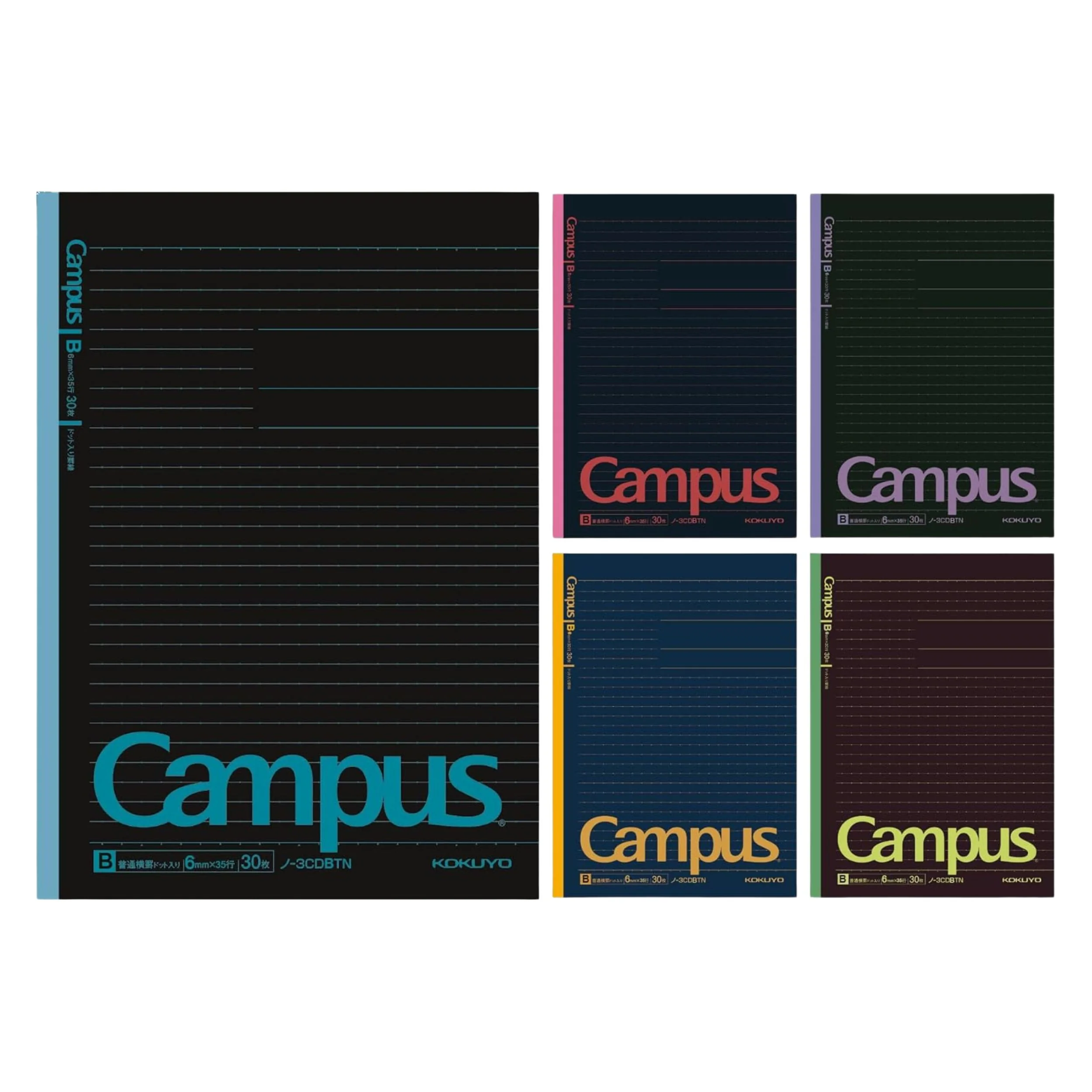 Campus Note B (Dotted Rule 6mm) Black - 5 Pack