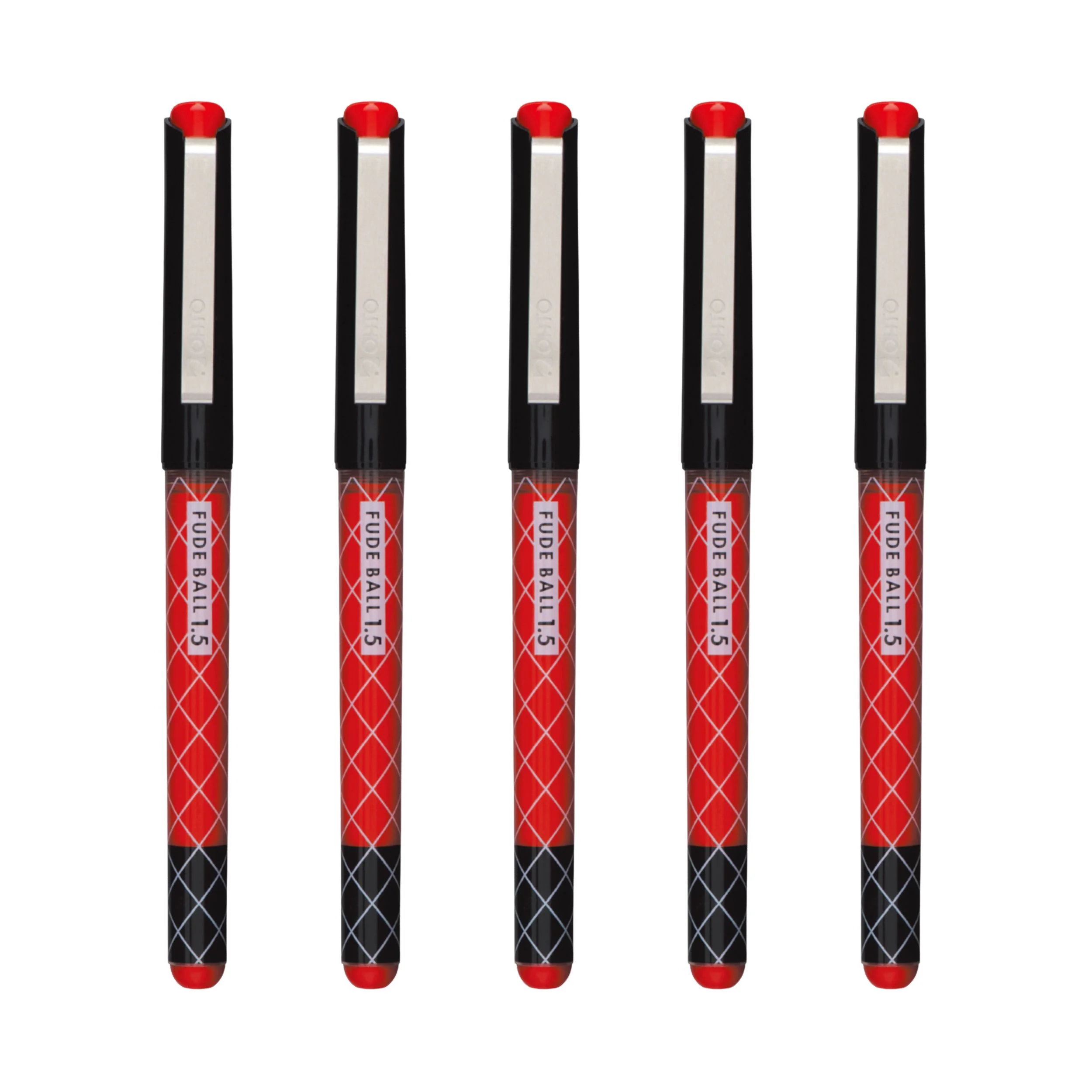 Fude Ballpoint Pen 1.5mm - Red - 5 Pen Set