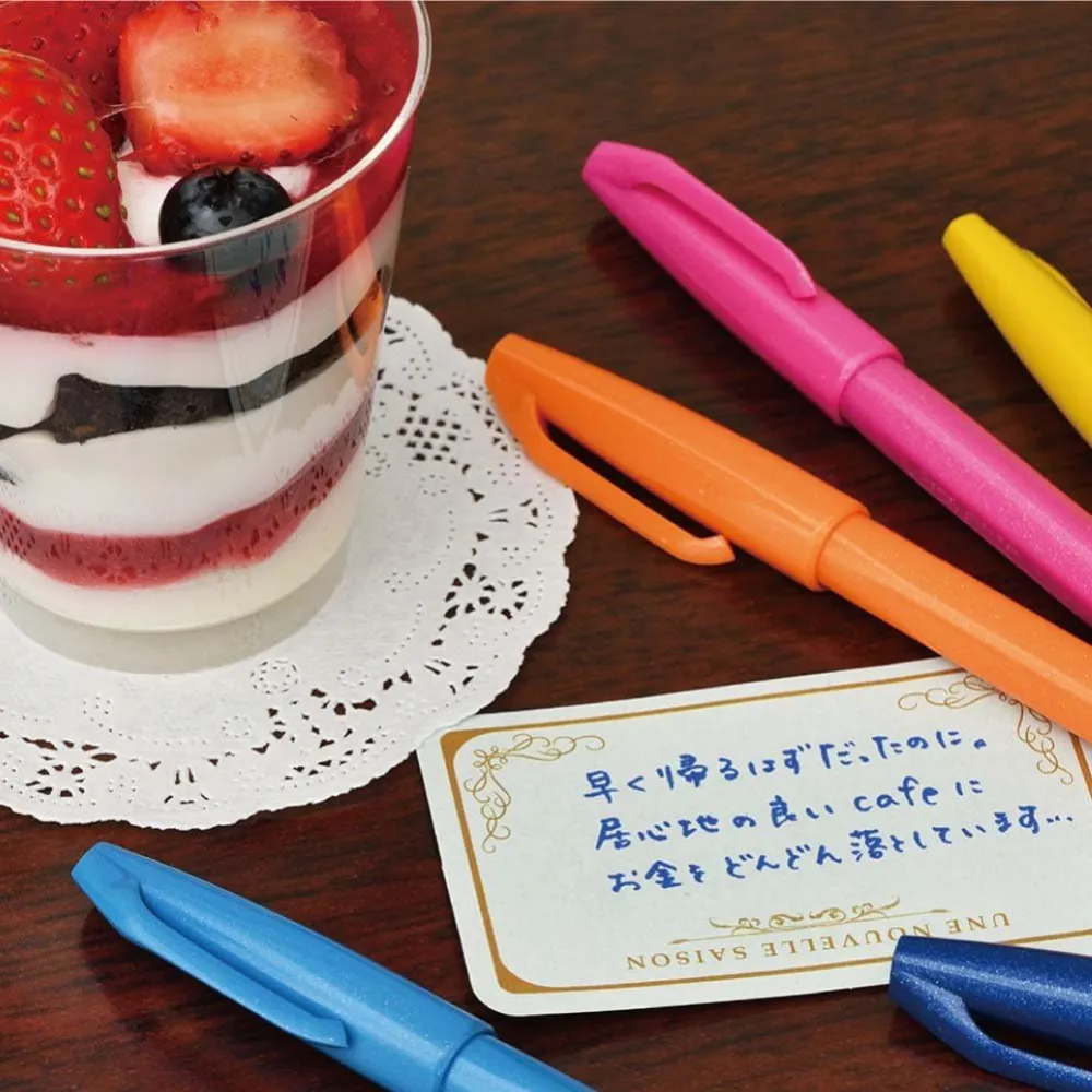 Pentel Fude Touch Sign Pen - 12 Color Set - Image 2