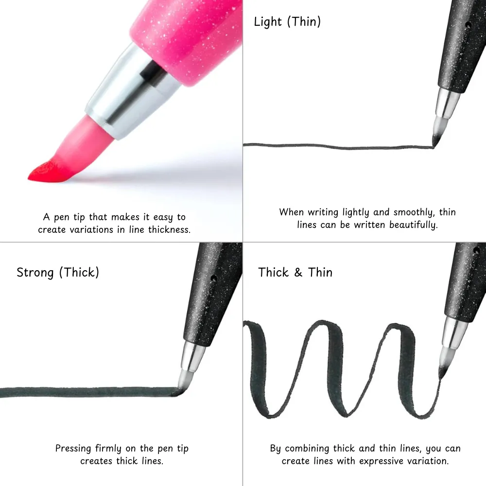 Pentel Fude Touch Sign Pen - 12 Color Set - Image 5