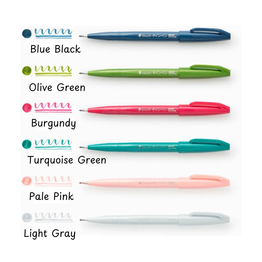 Fude Touch Sign Pen - 6 Color Set - Adult Dark - Image 3