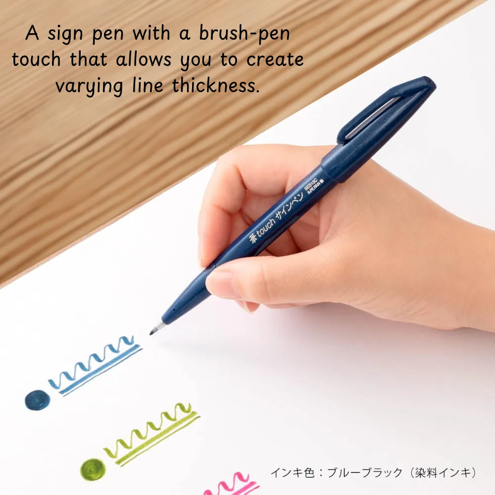 Fude Touch Sign Pen - 6 Color Set - Adult Dark - Image 4