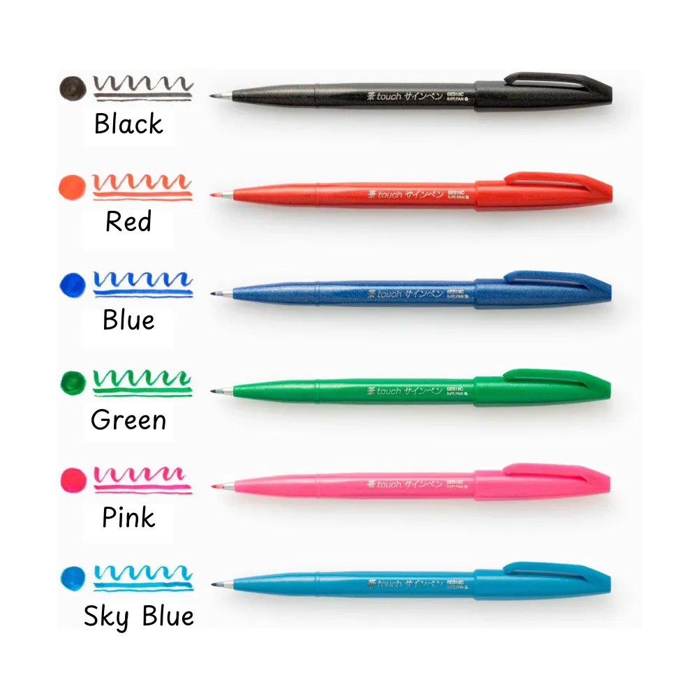 Fude Touch Sign Pen - 6 Color Set - Standard - Image 3