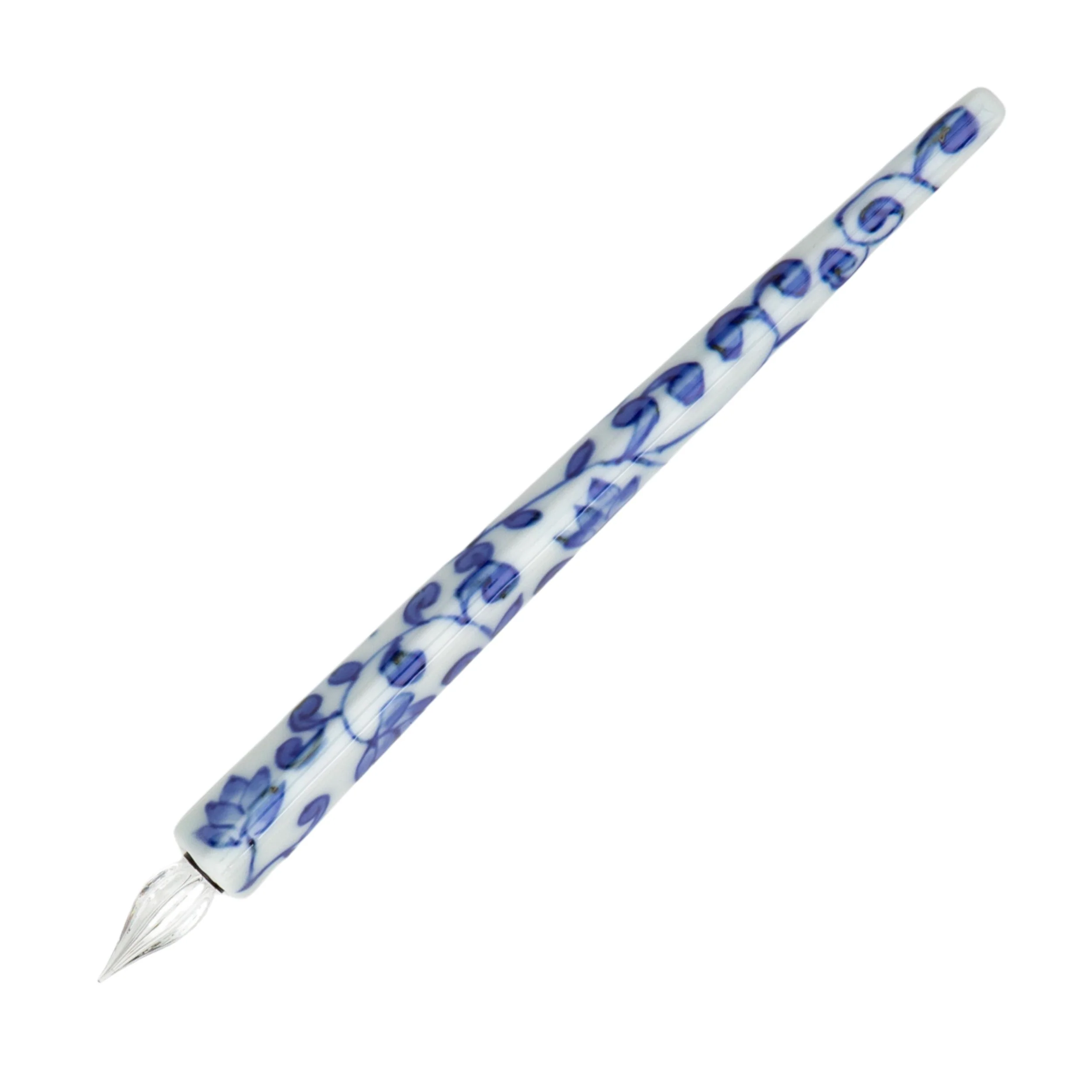 HIZEN5 Arita Porcelain Glass Pen - Blue Floral Arabesque