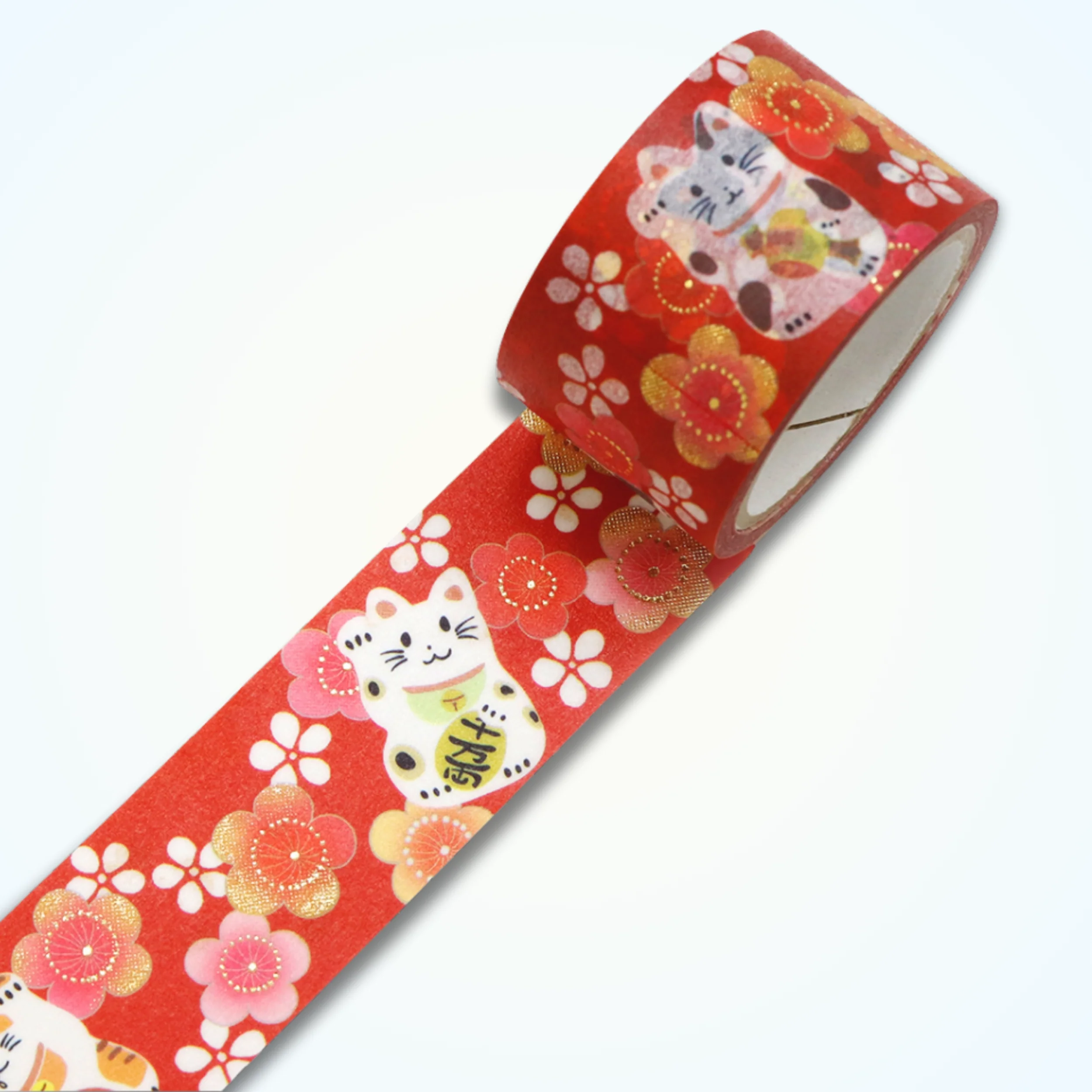 Washi Tapes - Plum Blossom Maneki Neko (Large) - Kimono-bi - Image 3