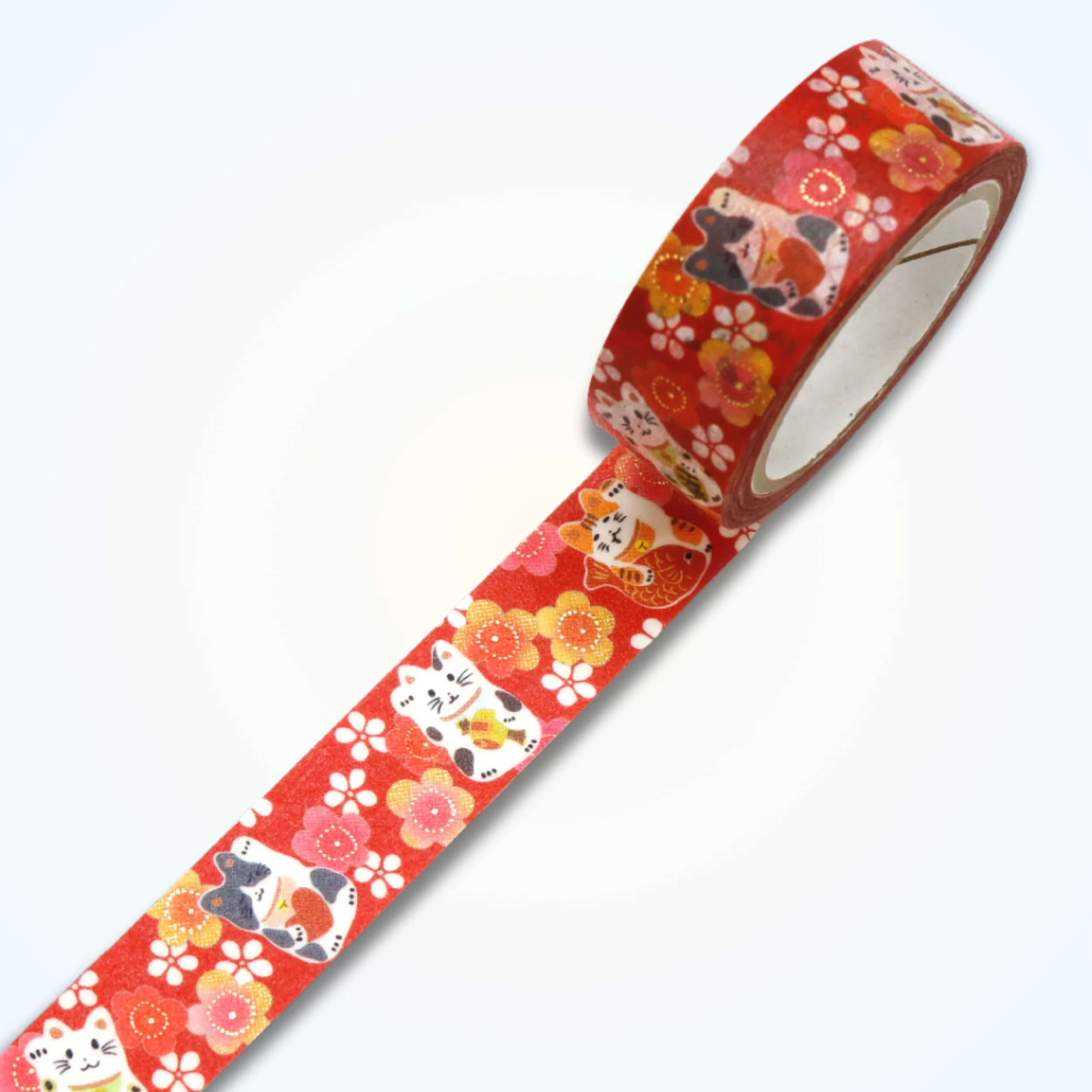 Washi Tapes - Plum Blossom Maneki Neko - Kimono-bi - Image 3