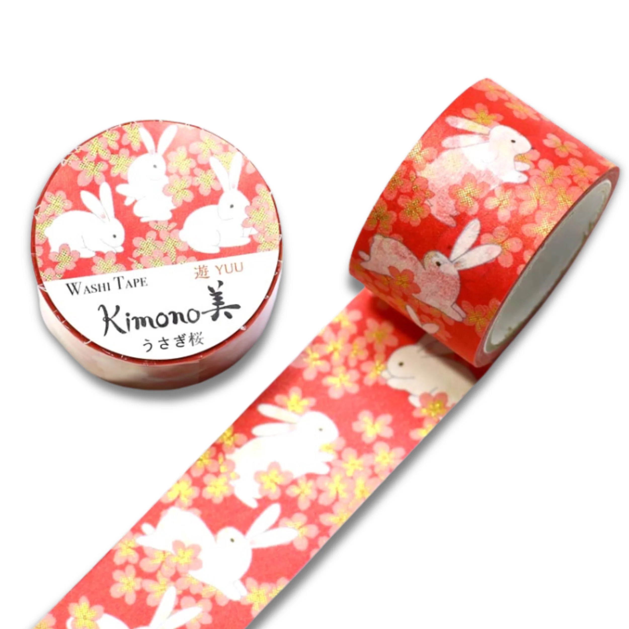 Washi Tapes - Rabbit Cherry Blossom (Large) - Kimono-bi