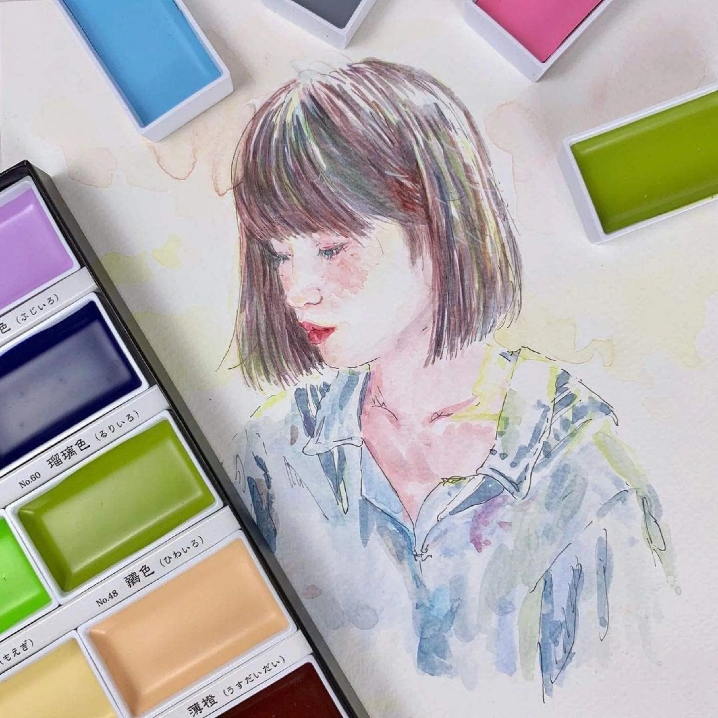 Kuretake Gansai Tambi Watercolors Nuance - 12 Color Set - Image 4