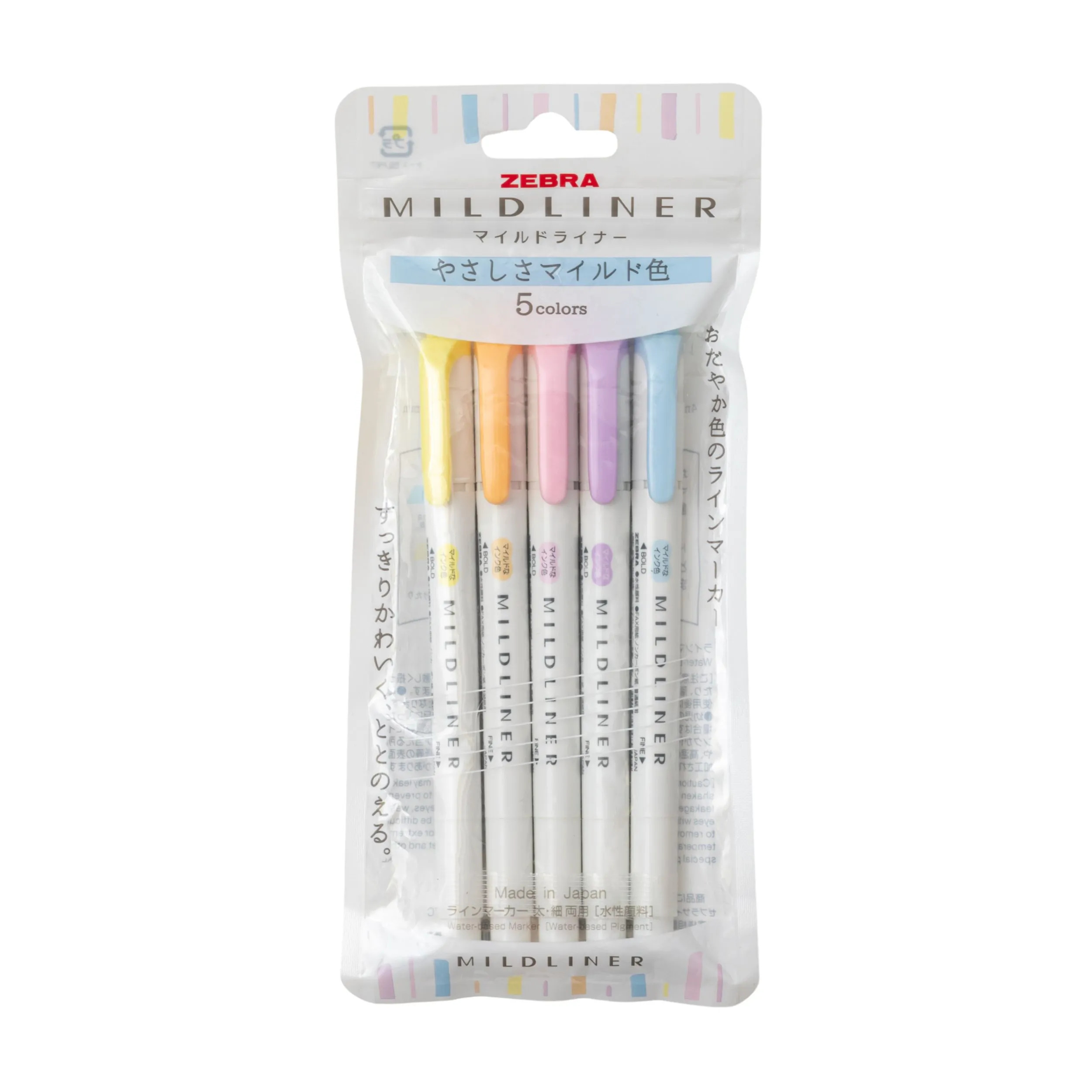 Zebra Mildliner - Gentle - 5 x Double Sided Highlighter Set