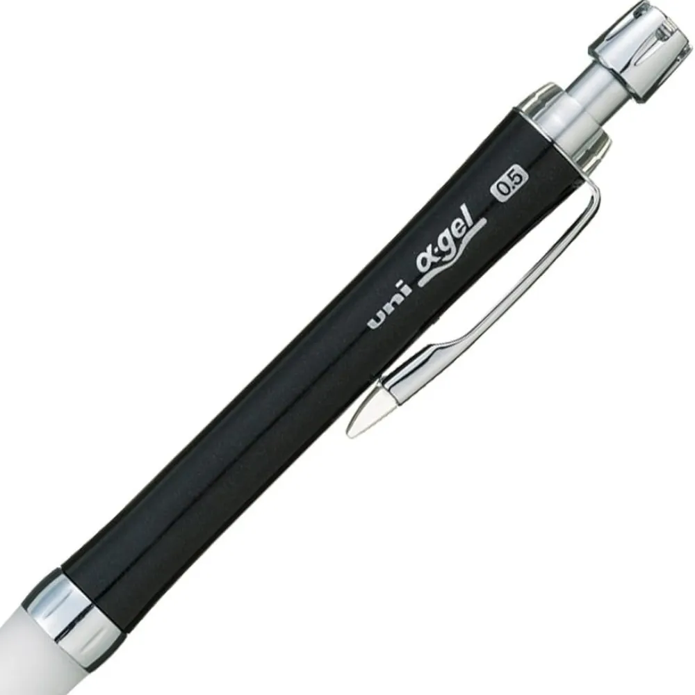 Uni alpha-gel slim Mechanical Pencil - Pure Black - 0.5mm - Soft Grip - Image 4