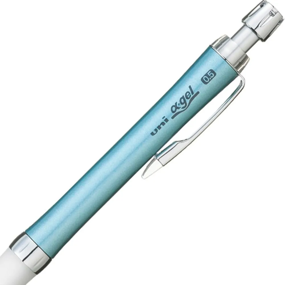 Uni alpha-gel slim Mechanical Pencil - Turquoise Blue - 0.5mm - Soft Grip - Image 4