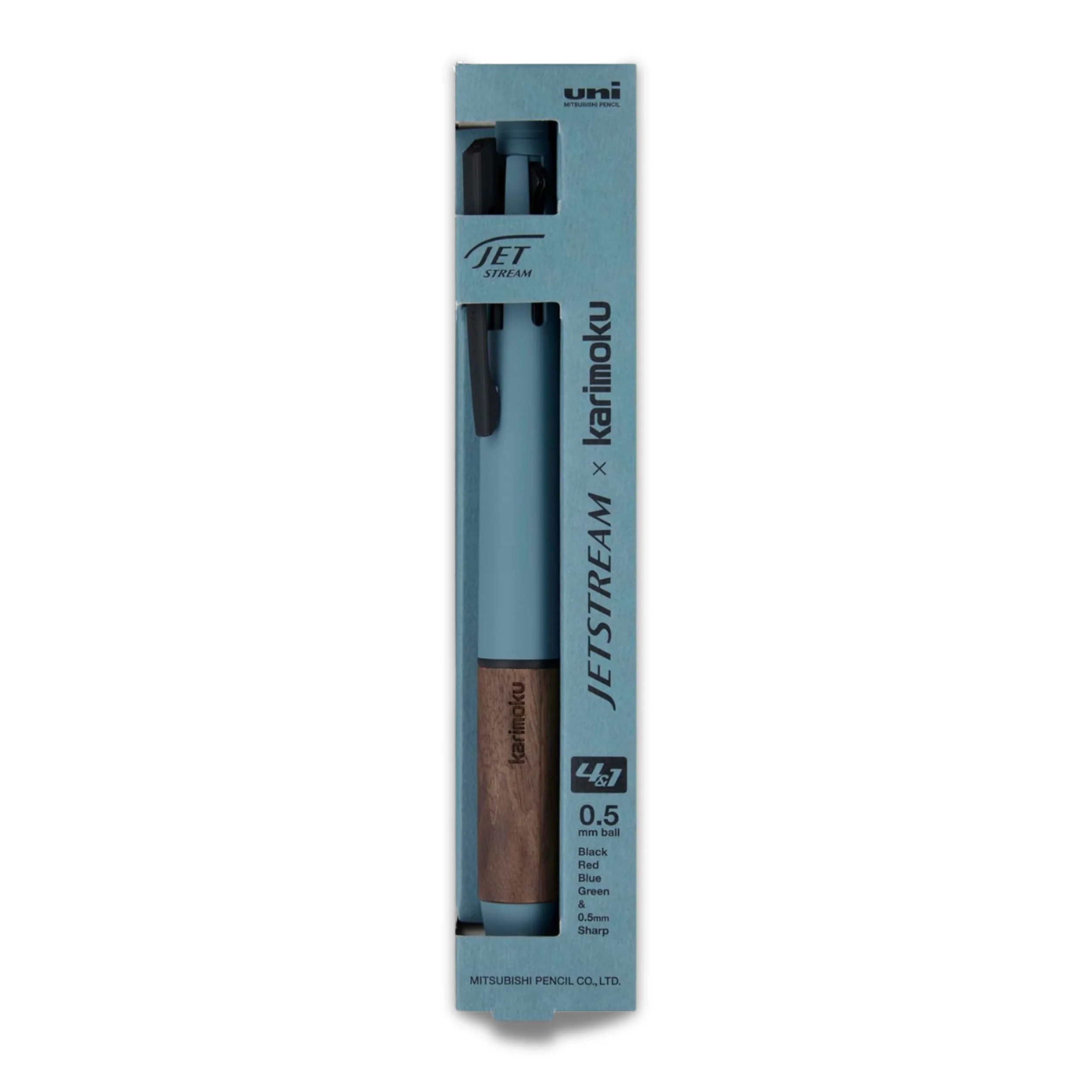 Uni Jetstream x Karimoku 4&1 - Steel Blue / Walnut - Image 2