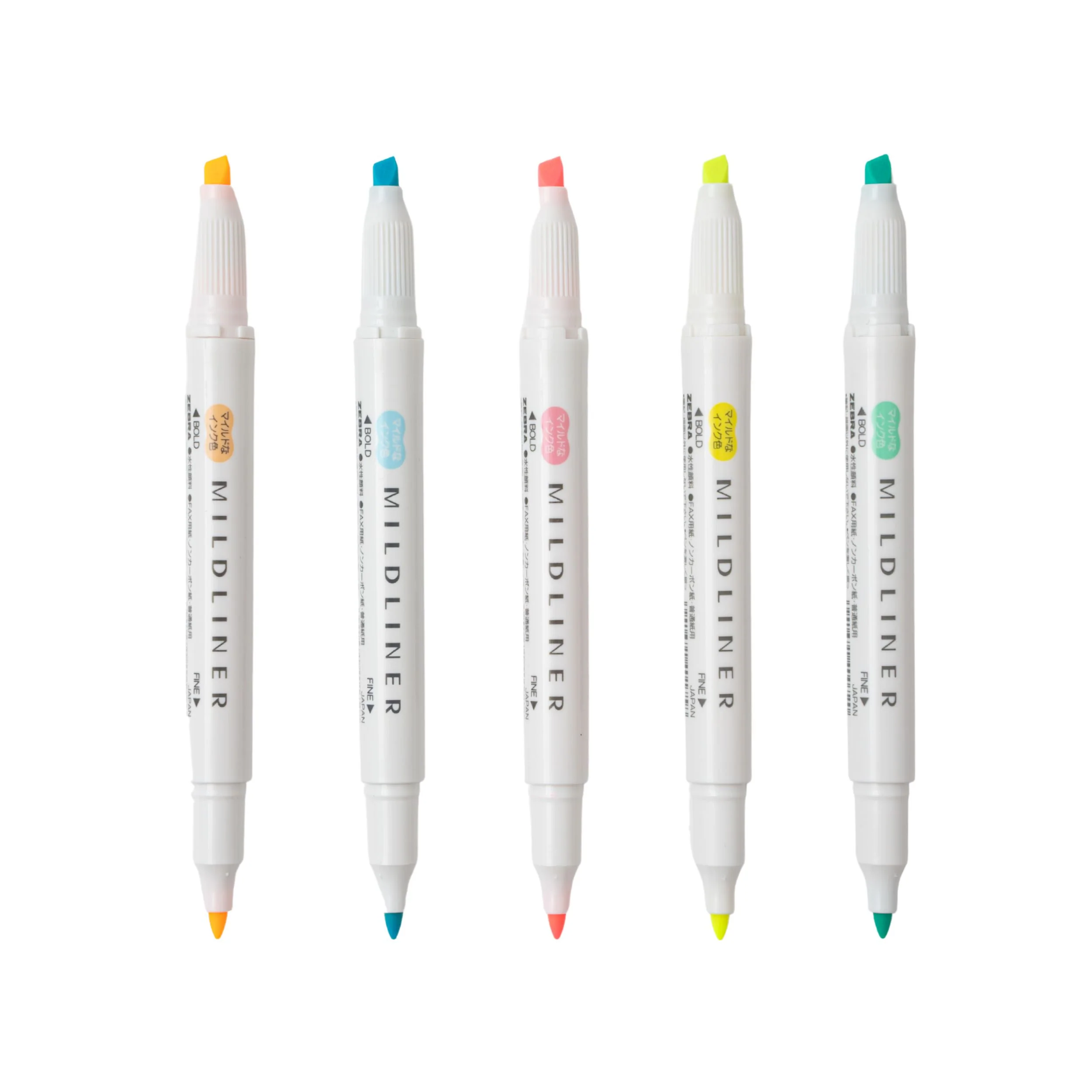 Zebra Mildliner - Slightly Fluorescent - 5 x Double Sided Highlighter Set - Image 5