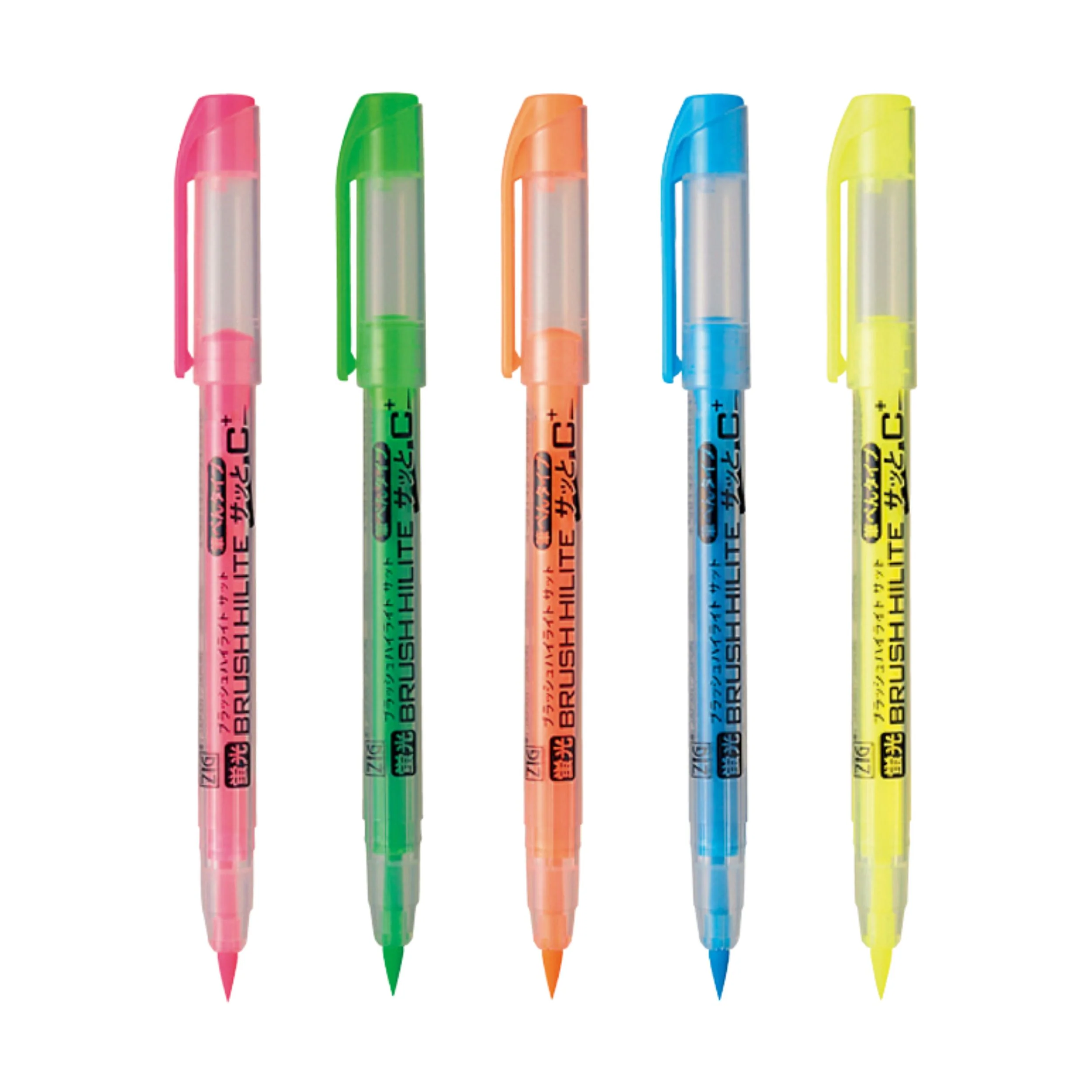 ZIG Brush High-Lite Quick C+ Highlighters - 5 Color Set (C+5V) - Image 2